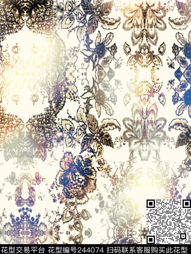 民族风部落风宫廷风墙纸墙艺素雅高贵典雅民族风数码印花华亿平台下载（图片编号: 244074） - 瓦栏（Walan）