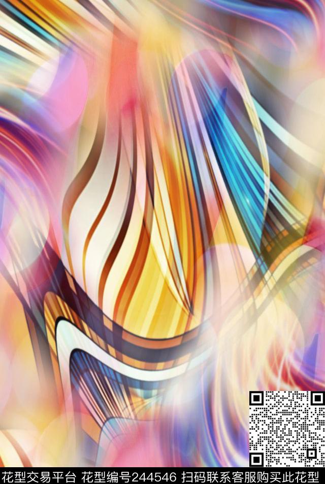梦幻多彩线条曲线渐变数码印花华亿平台下载（图片编号: 244546） - 瓦栏（Walan）