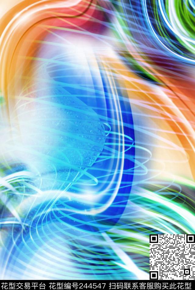 梦幻多彩线条七彩曲线渐变数码印花华亿平台下载（图片编号: 244547） - 瓦栏（Walan）