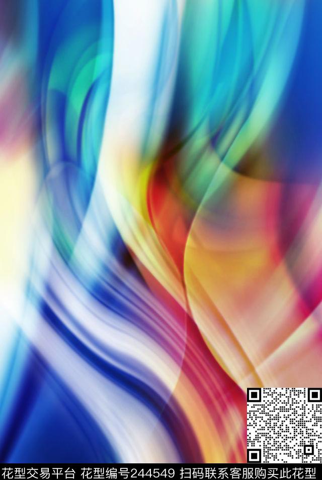 梦幻多彩线条七彩曲线渐变数码印花华亿平台下载（图片编号: 244549） - 瓦栏（Walan）
