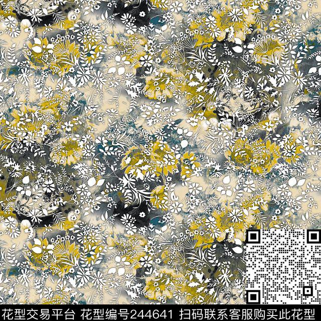 数码服装精细树叶花卉花朵感悟抽象数码印花华亿平台下载（图片编号: 244641） - 瓦栏（Walan）
