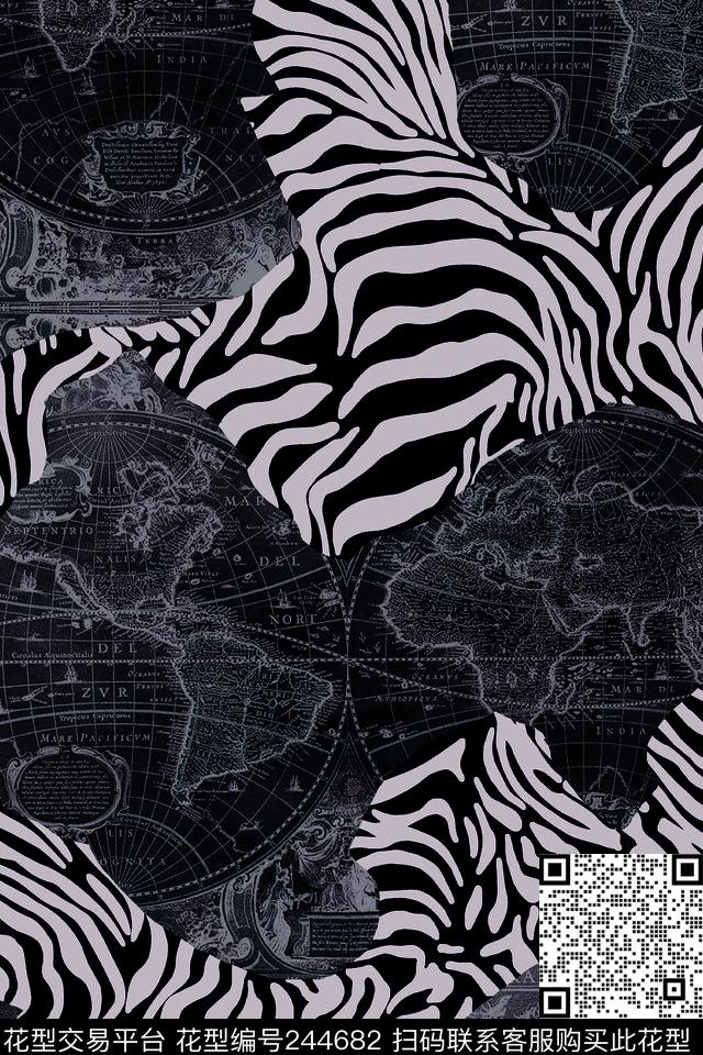 数码服装斑马纹拼贴动物纹感悟抽象数码印花华亿平台下载（图片编号: 244682） - 瓦栏（Walan）