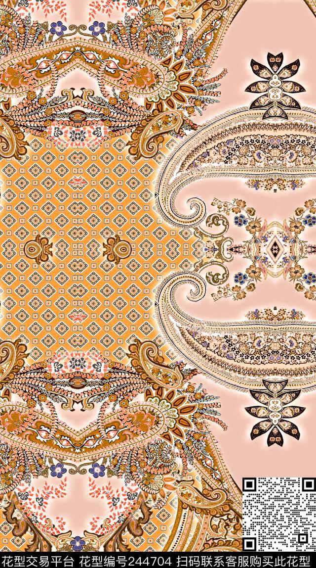 佩斯利腰果花民族风部落风对称服装民族风数码印花华亿平台下载（图片编号: 244704） - 瓦栏（Walan）