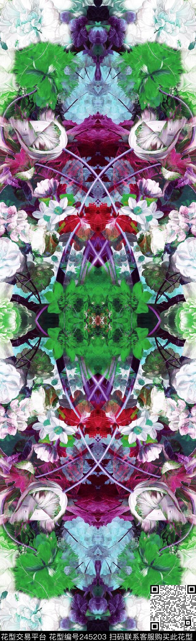 花卉休闲抽象数码印花华亿平台下载（图片编号: 245203） - 瓦栏（Walan）