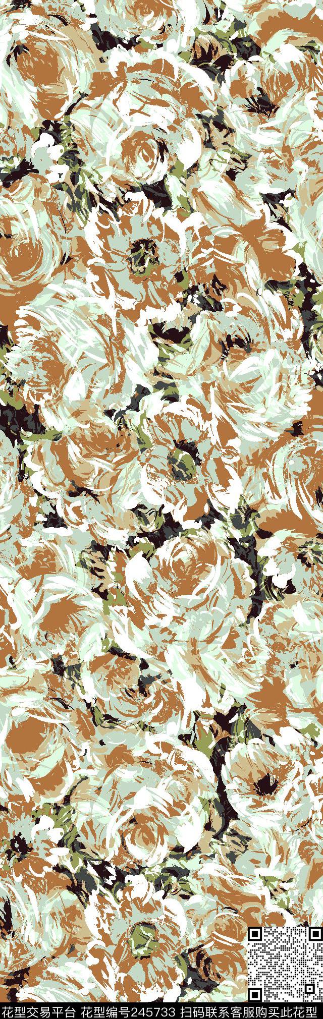 花卉休闲抽象传统印花华亿平台下载（图片编号: 245733） - 瓦栏（Walan）