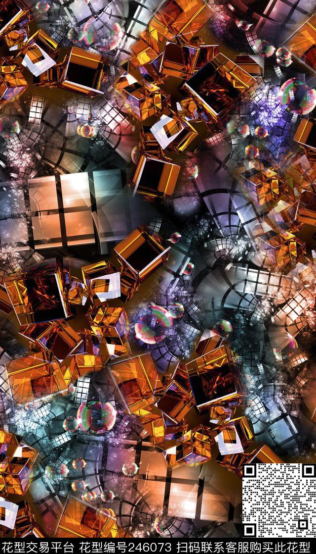 珠宝金属花卉花朵服装数码光泽抽象格子几何数码印花华亿平台下载（图片编号: 246073） - 瓦栏（Walan）