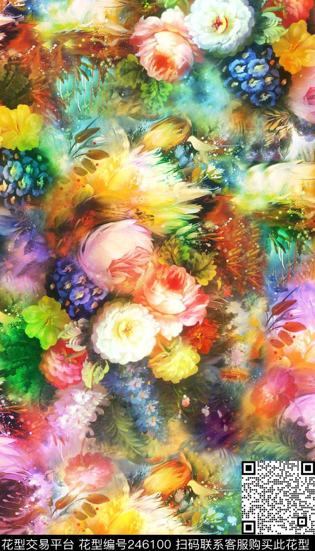 服装花卉花朵鲜花梦幻花卉数码印花华亿平台下载（图片编号: 246100） - 瓦栏（Walan）