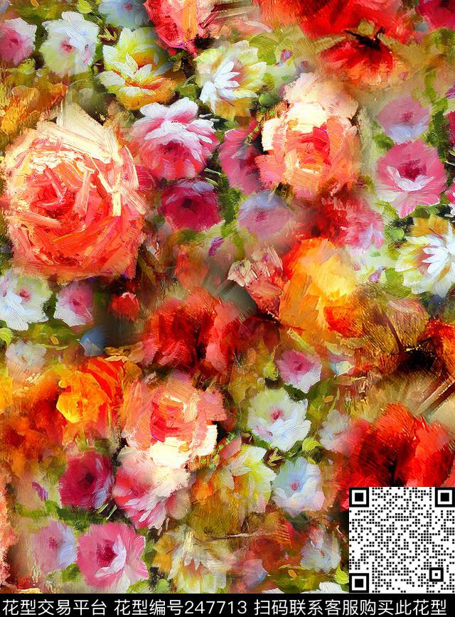 梦幻数码华亿平台花朵鲜花玫瑰数码印花华亿平台下载（图片编号: 247713） - 瓦栏（Walan）