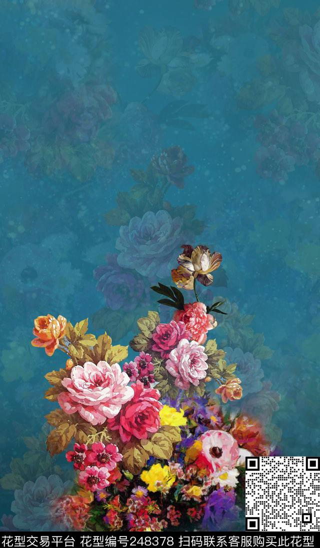 花卉数码印花华亿平台下载（图片编号: 248378） - 瓦栏（Walan）