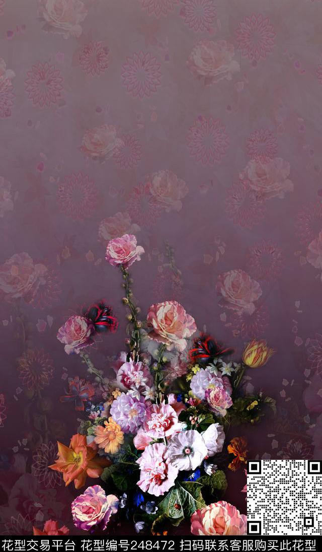 定位花鲜花花朵花卉服装油画数码印花华亿平台下载（图片编号: 248472） - 瓦栏（Walan）