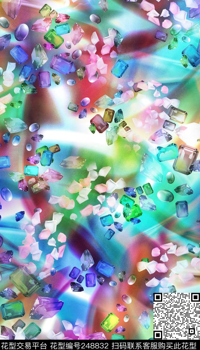 抽象宝石花花瓣花卉褫夺数码立体彩色抽象数码印花华亿平台下载（图片编号: 248832） - 瓦栏（Walan）