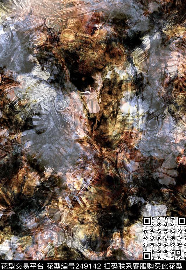 抽象水墨水彩效果勾画素描水彩抽象数码印花华亿平台下载（图片编号: 249142） - 瓦栏（Walan）