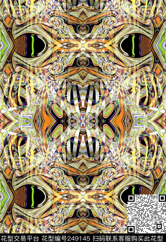 抽象对称民族风部落风复古对称民族风数码印花华亿平台下载（图片编号: 249145） - 瓦栏（Walan）