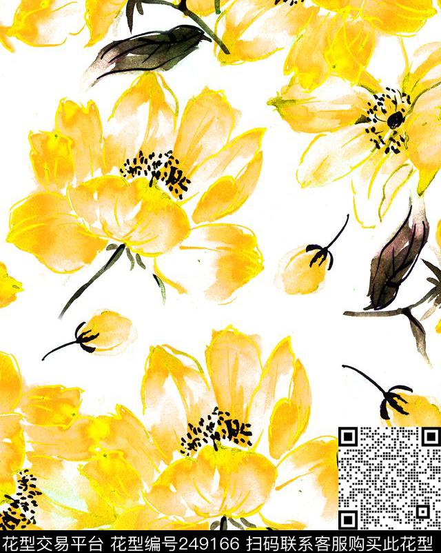 花卉休闲抽象数码印花华亿平台下载（图片编号: 249166） - 瓦栏（Walan）