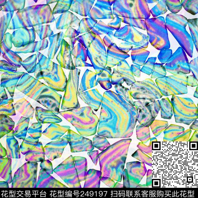 彩色肌理鹅卵石几何七彩抽象数码印花华亿平台下载（图片编号: 249197） - 瓦栏（Walan）