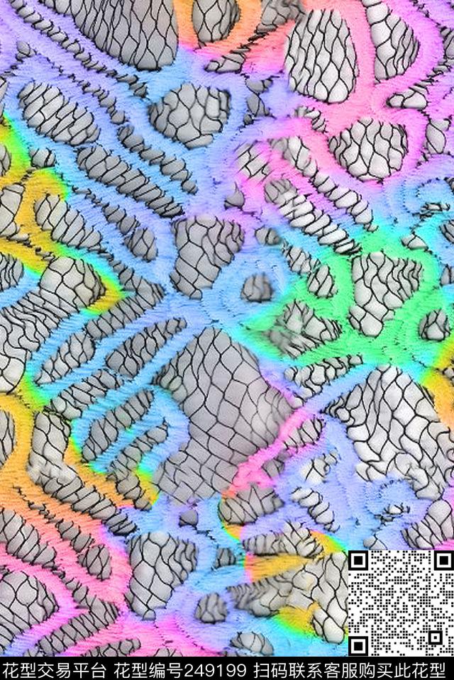 彩色蕾丝性感网格抽象数码印花华亿平台下载（图片编号: 249199） - 瓦栏（Walan）