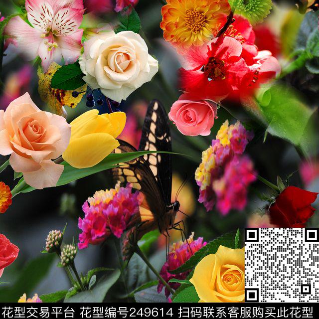 花朵花卉玫瑰菊花颜色五彩七彩多彩绿叶真花真实鲜花数码印花华亿平台下载（图片编号: 249614） - 瓦栏（Walan）