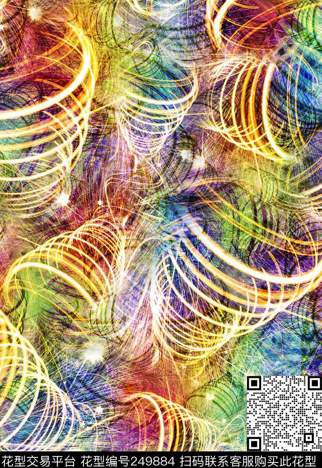 抽象肌理光线轻盈科技绚丽抽象数码印花华亿平台下载（图片编号: 249884） - 瓦栏（Walan）