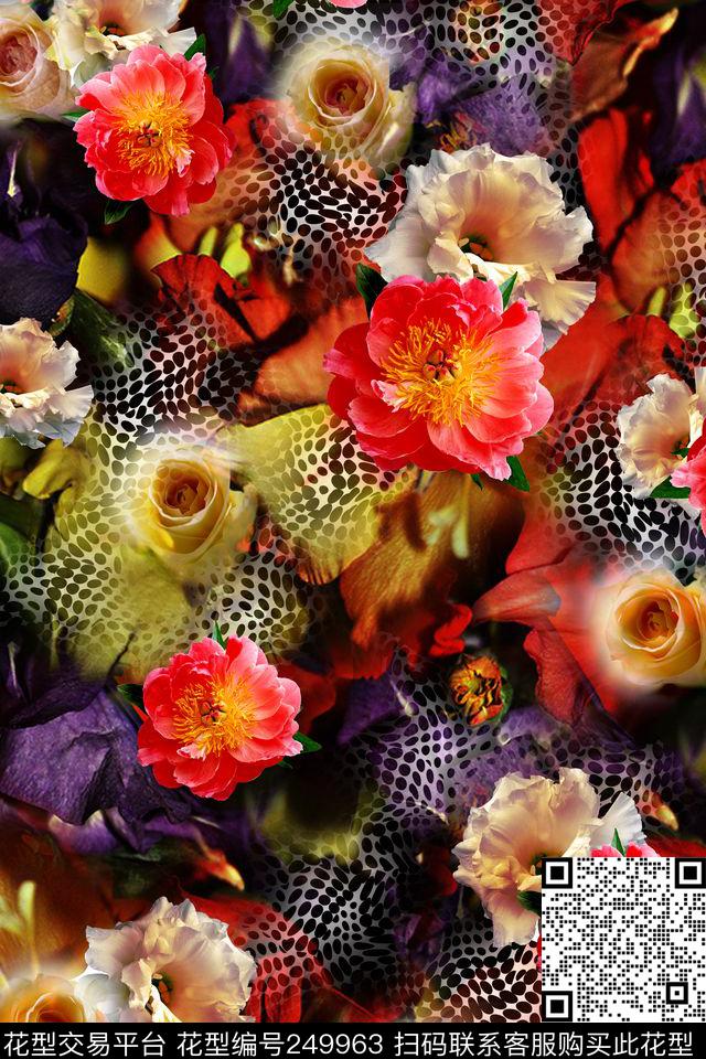 花卉轻盈迷人花卉数码印花华亿平台下载（图片编号: 249963） - 瓦栏（Walan）