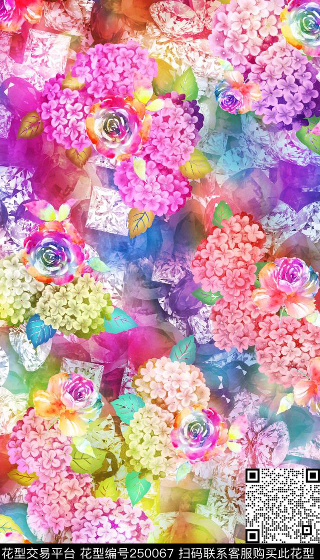 满底花卉密集花朵数码印花华亿平台下载（图片编号: 250067） - 瓦栏（Walan）