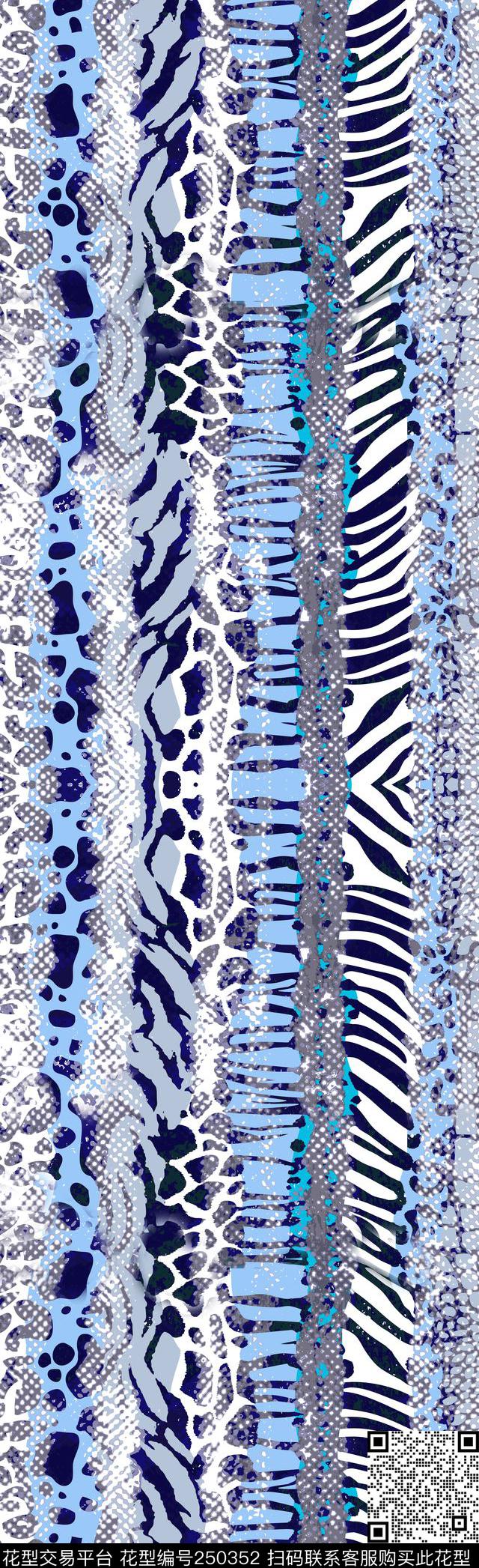 抽象线条动物纹数码印花华亿平台下载（图片编号: 250352） - 瓦栏（Walan）