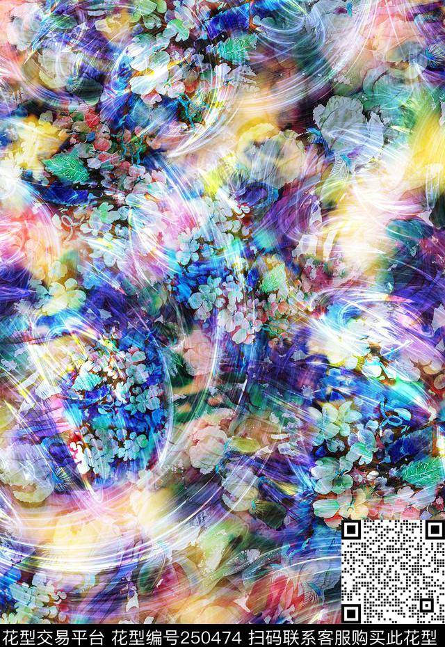 花卉光线光感数码印花华亿平台下载（图片编号: 250474） - 瓦栏（Walan）