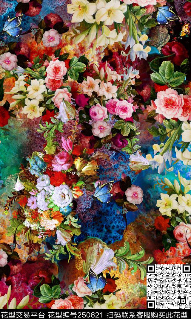 花卉山花烂漫迷人花卉数码印花华亿平台下载（图片编号: 250621） - 瓦栏（Walan）