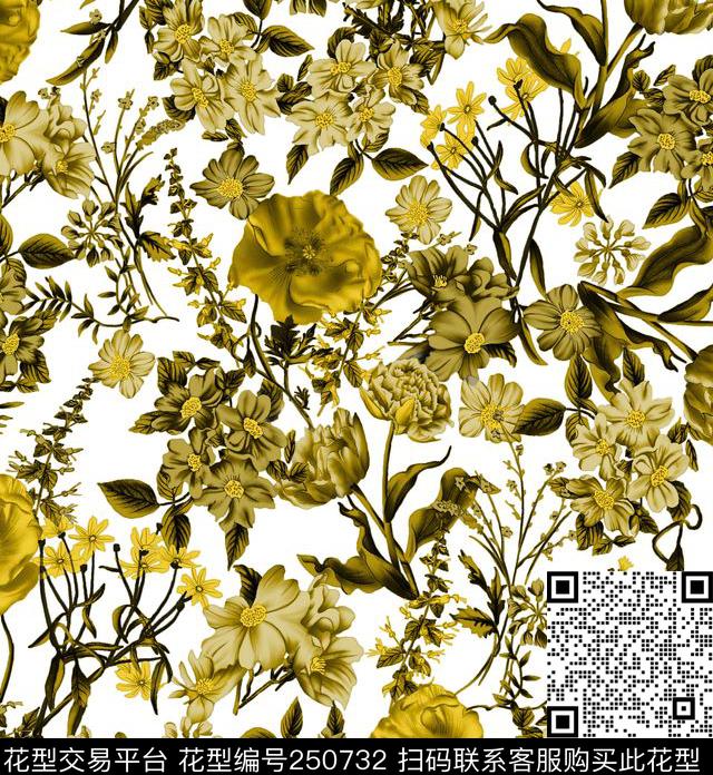 田园风花卉田园传统印花华亿平台下载（图片编号: 250732） - 瓦栏（Walan）