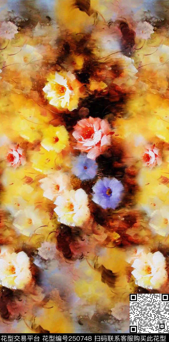 时尚豹纹牡丹数码印花华亿平台下载（图片编号: 250748） - 瓦栏（Walan）