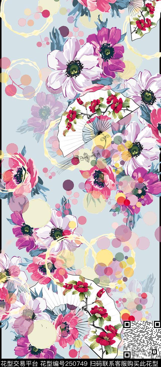 时尚豹纹牡丹数码印花华亿平台下载（图片编号: 250749） - 瓦栏（Walan）