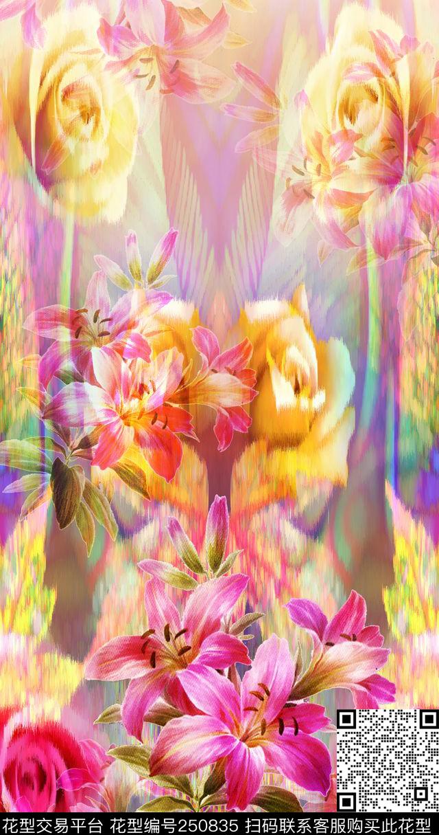 花卉数码印花华亿平台下载（图片编号: 250835） - 瓦栏（Walan）