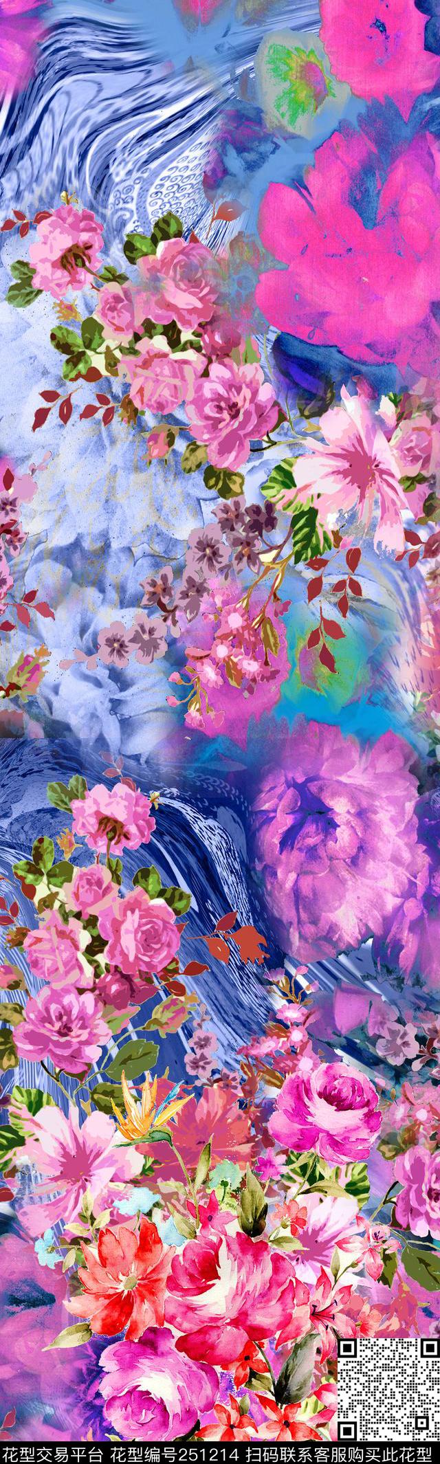 花卉迷人花卉花卉数码印花华亿平台下载（图片编号: 251214） - 瓦栏（Walan）