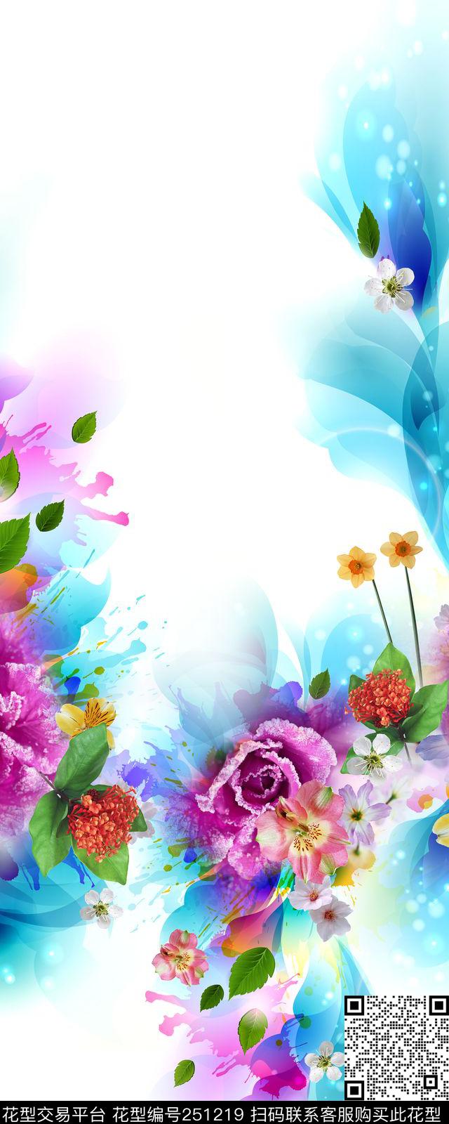 定位花卉时尚定位数码印花华亿平台下载（图片编号: 251219） - 瓦栏（Walan）