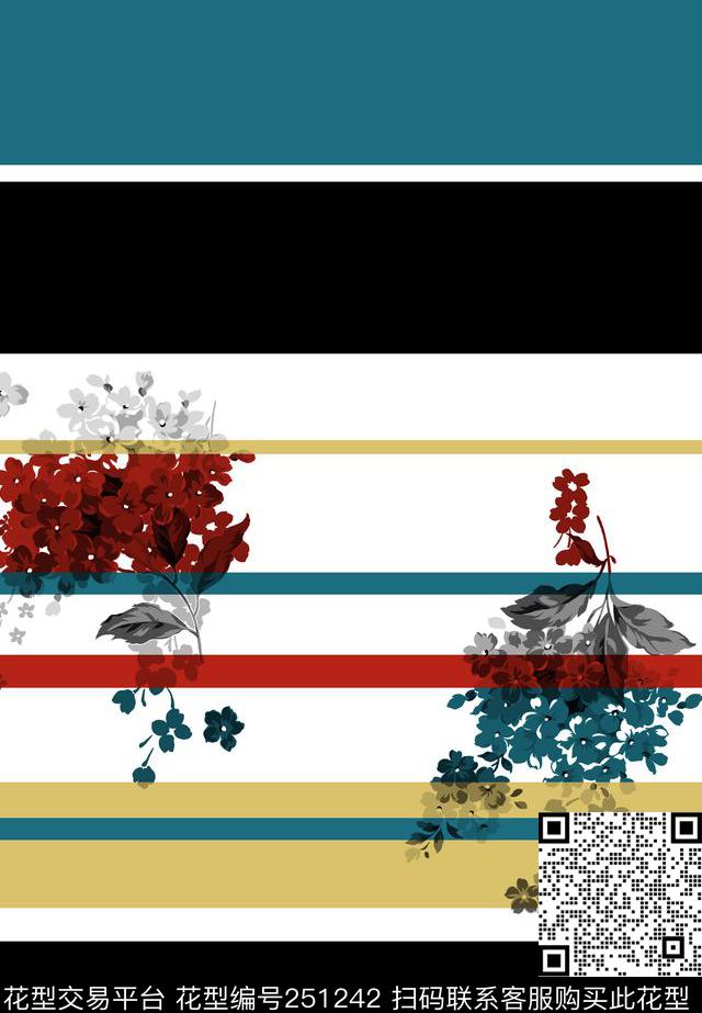 几何花卉定位数码印花华亿平台下载（图片编号: 251242） - 瓦栏（Walan）