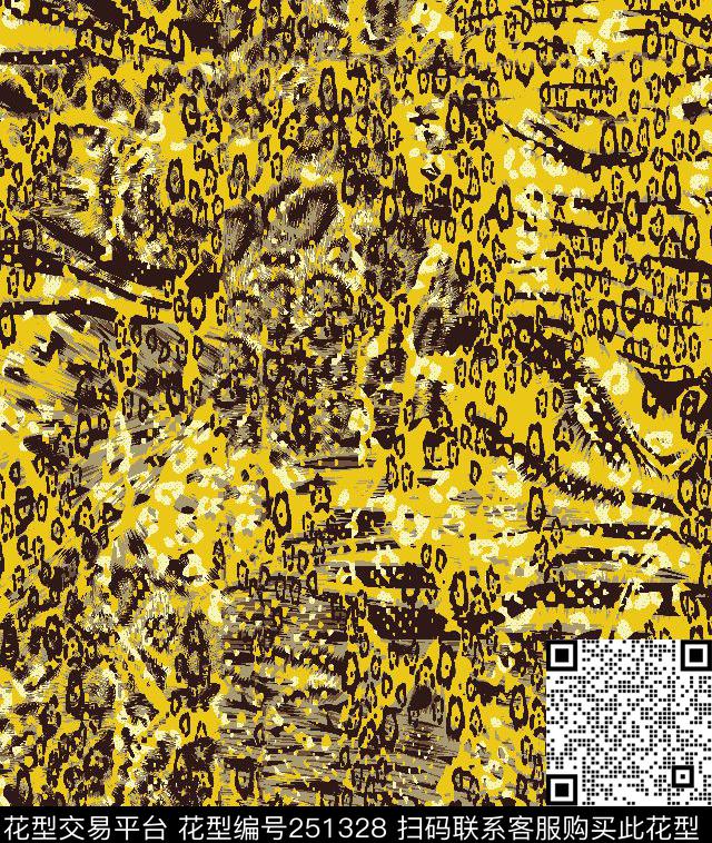 抽象肌理斑驳动物纹豹纹散点休闲抽象数码印花华亿平台下载（图片编号: 251328） - 瓦栏（Walan）