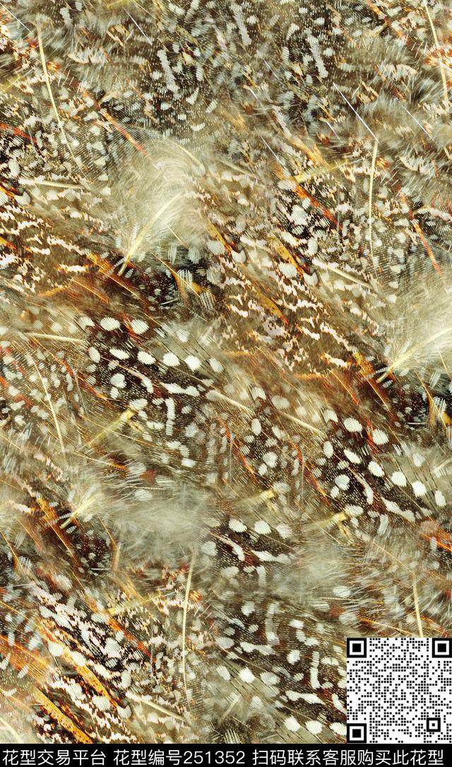 肌理羽毛雀鸟数码印花华亿平台下载（图片编号: 251352） - 瓦栏（Walan）