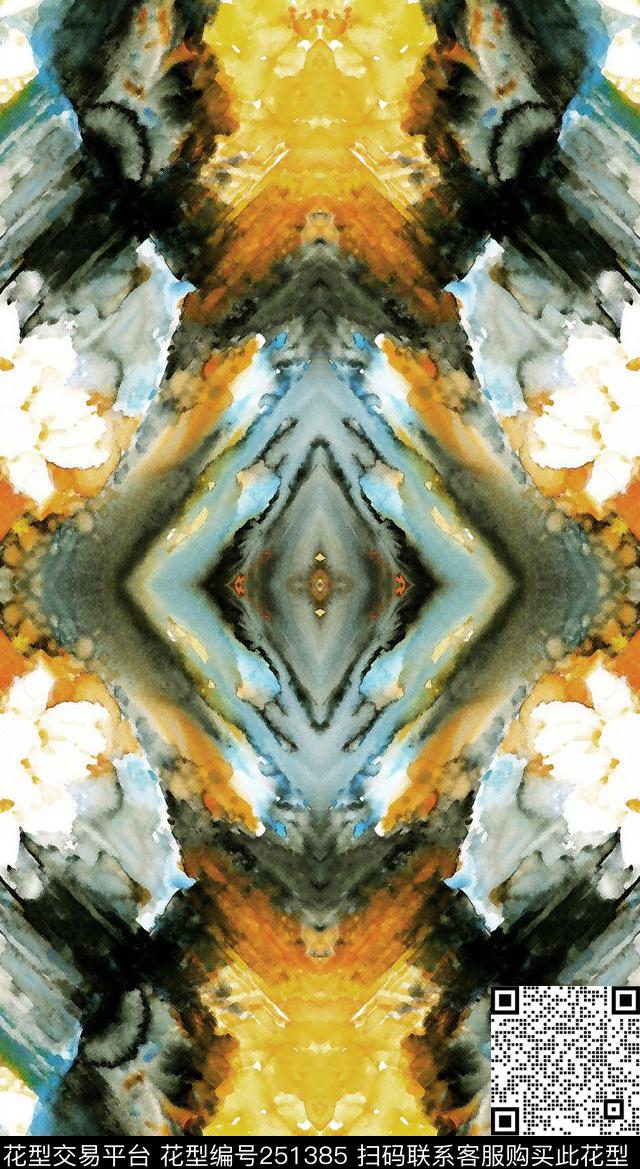 抽象对称镜像数码印花华亿平台下载（图片编号: 251385） - 瓦栏（Walan）