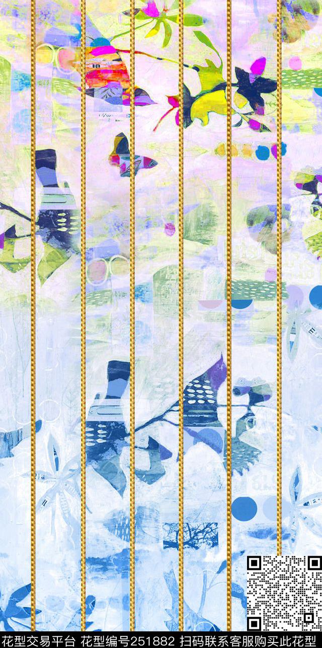 E-花卉几何/Flowers数码印花华亿平台下载（图片编号: 251882） - 瓦栏（Walan）