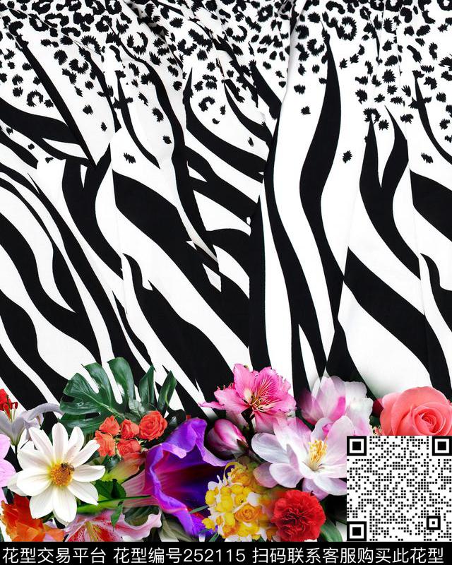 抽象几何花卉混搭数码印花华亿平台下载（图片编号: 252115） - 瓦栏（Walan）