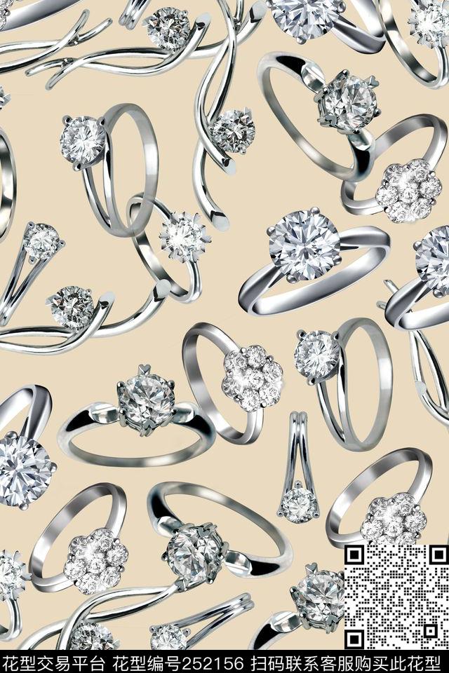 写实珠宝钻石首饰钻戒大牌风闪烁富贵高贵璀璨休闲怀旧数码印花华亿平台下载（图片编号: 252156） - 瓦栏（Walan）