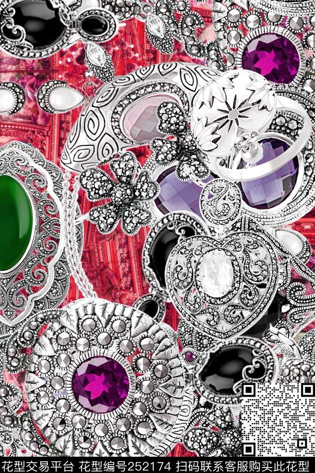 写实珠宝钻石首饰钻戒大牌风闪烁富贵高贵璀璨奢华休闲怀旧数码印花华亿平台下载（图片编号: 252174） - 瓦栏（Walan）