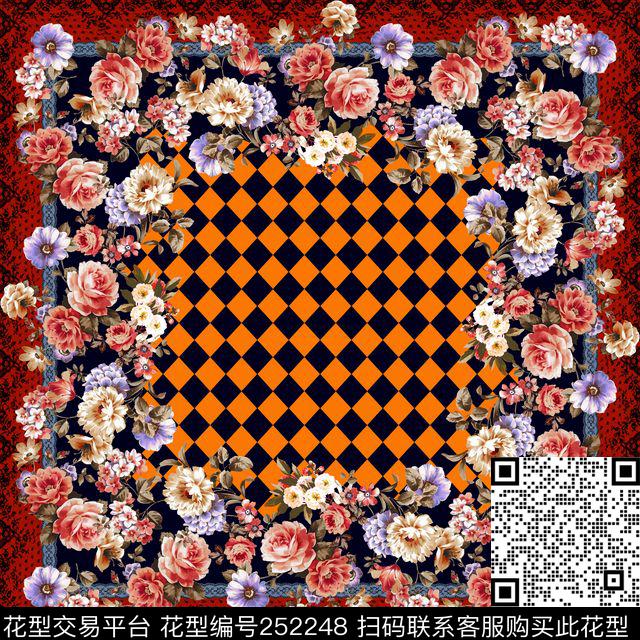 花卉围巾数码印花华亿平台下载（图片编号: 252248） - 瓦栏（Walan）