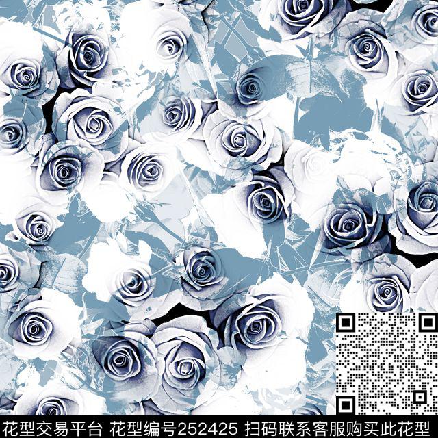 老年装老年人花卉肌理玫瑰爆款散花传统印花华亿平台下载（图片编号: 252425） - 瓦栏（Walan）