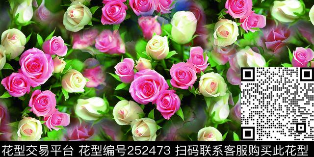 写实照片满底花卉玫瑰粉红浪漫爆款散花数码印花华亿平台下载（图片编号: 252473） - 瓦栏（Walan）