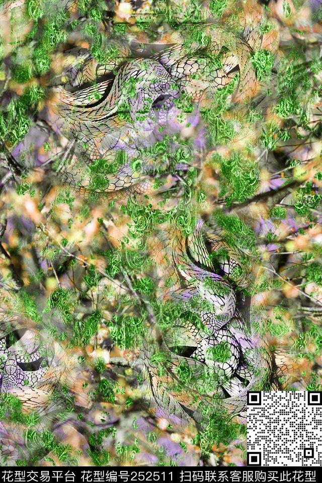 肌理蛇纹裤子裤料感悟抽象数码印花华亿平台下载（图片编号: 252511） - 瓦栏（Walan）