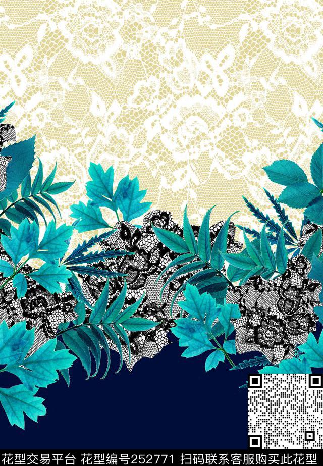 定位复古蕾丝抽象花卉时尚定位定位花数码印花华亿平台下载（图片编号: 252771） - 瓦栏（Walan）