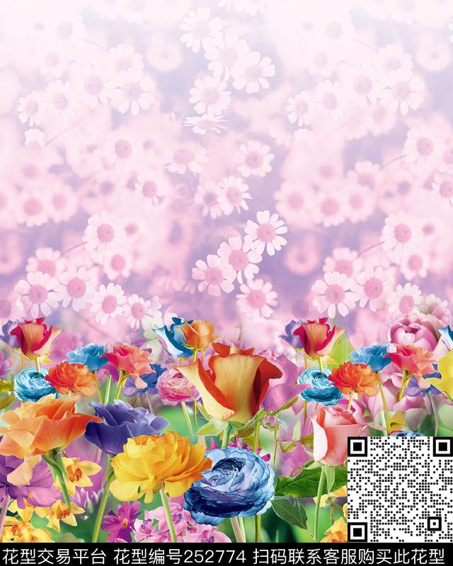 定位花卉写实照片时尚定位数码印花华亿平台下载（图片编号: 252774） - 瓦栏（Walan）