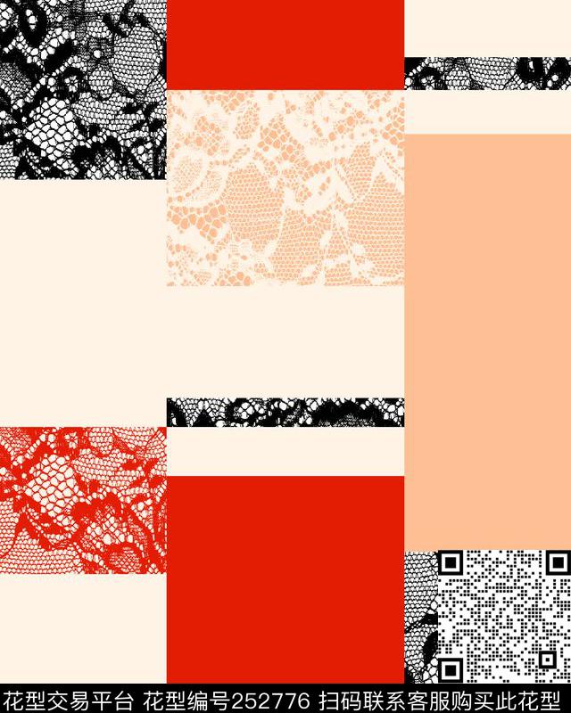 定位几何色块蕾丝前卫几何传统印花华亿平台下载（图片编号: 252776） - 瓦栏（Walan）