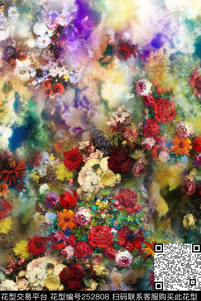 定位花卉油画肌理秀场风云中老年数码印花华亿平台下载（图片编号: 252808） - 瓦栏（Walan）