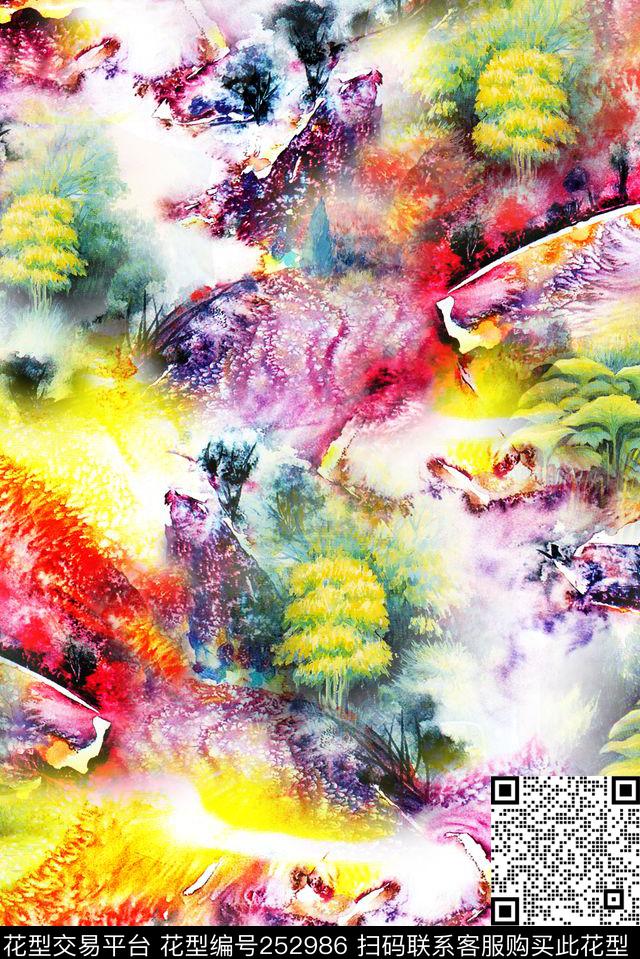 华丽富贵肌理风景风景数码印花华亿平台下载（图片编号: 252986） - 瓦栏（Walan）